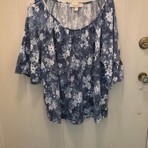 NWOT Michael Kors Blue/White Top